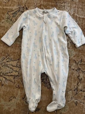 Royal Baby Footed One-Piece in Light Blue Llama Print